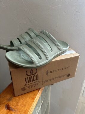 REVITALIGN Sage Green Slide Sandals